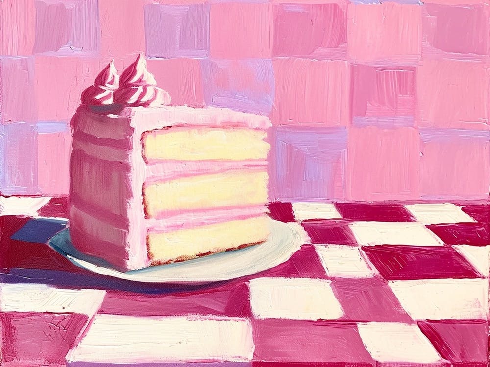 Pink Cake With Checkerboard