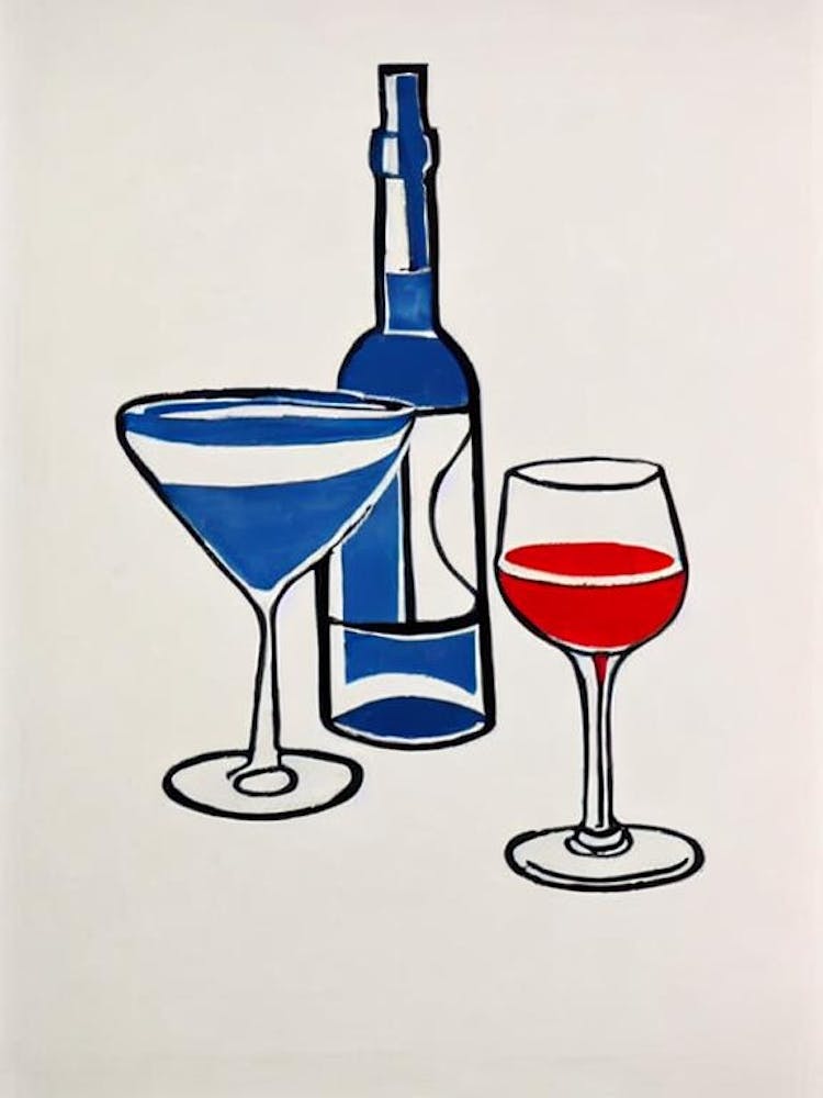 Boulevardier Picasso Line Drawing Cocktail Poster