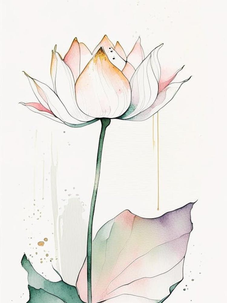 Lotus Flower Petals Minimal Watercolour 3