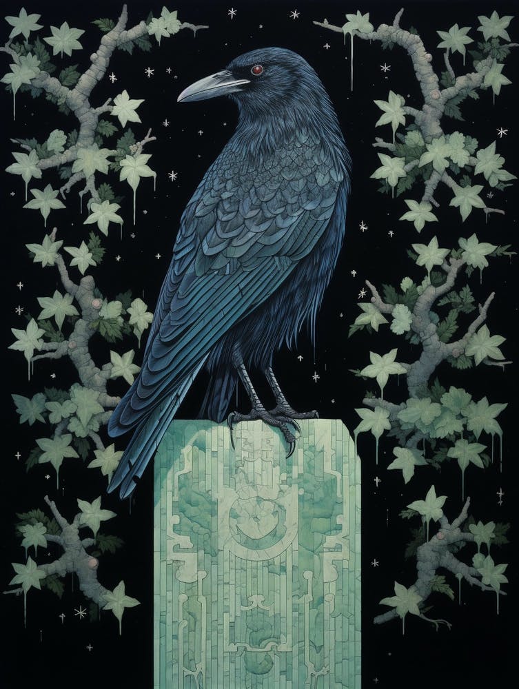 Ohara Koson Inspired Bird Painting Crow 3