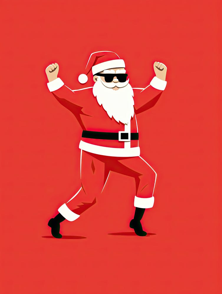 Santa Claus Dancing, Christmas print