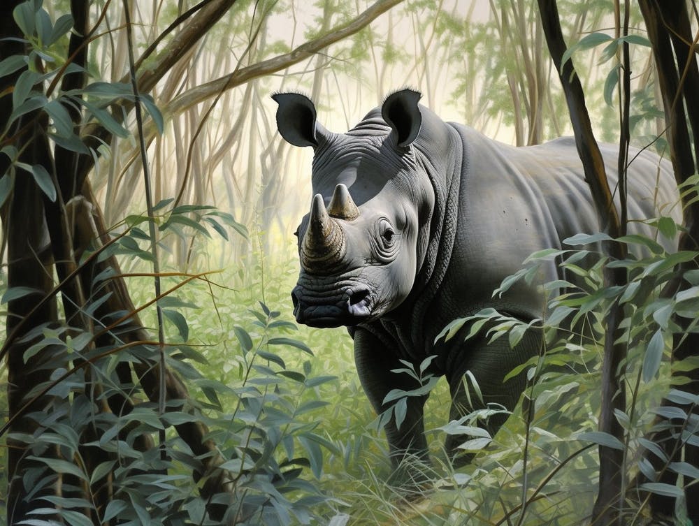 Black Rhinoceros Dense Vegetation Realism 4