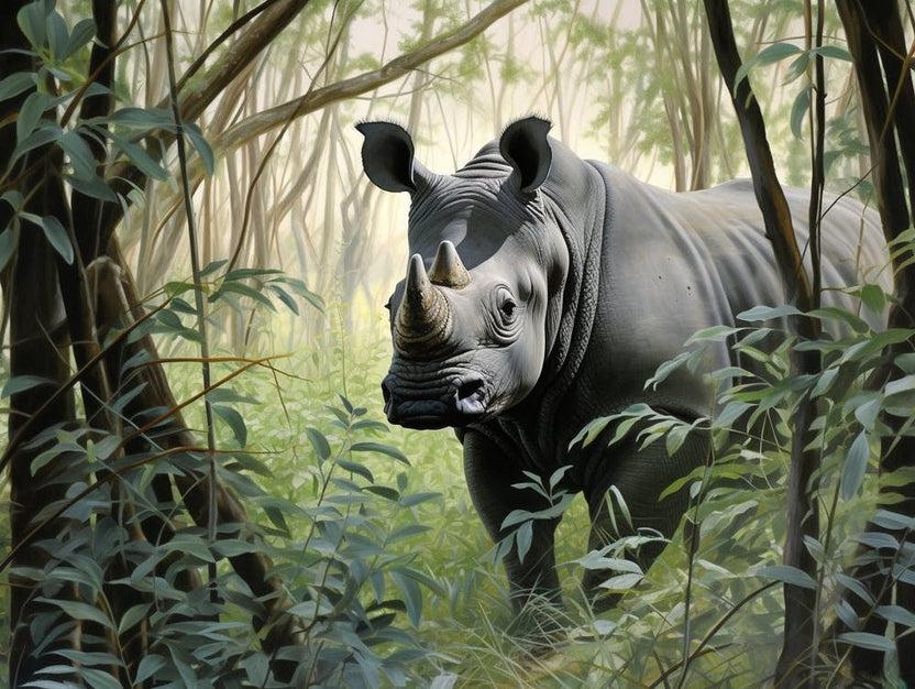 Black Rhinoceros Dense Vegetation Realism 4