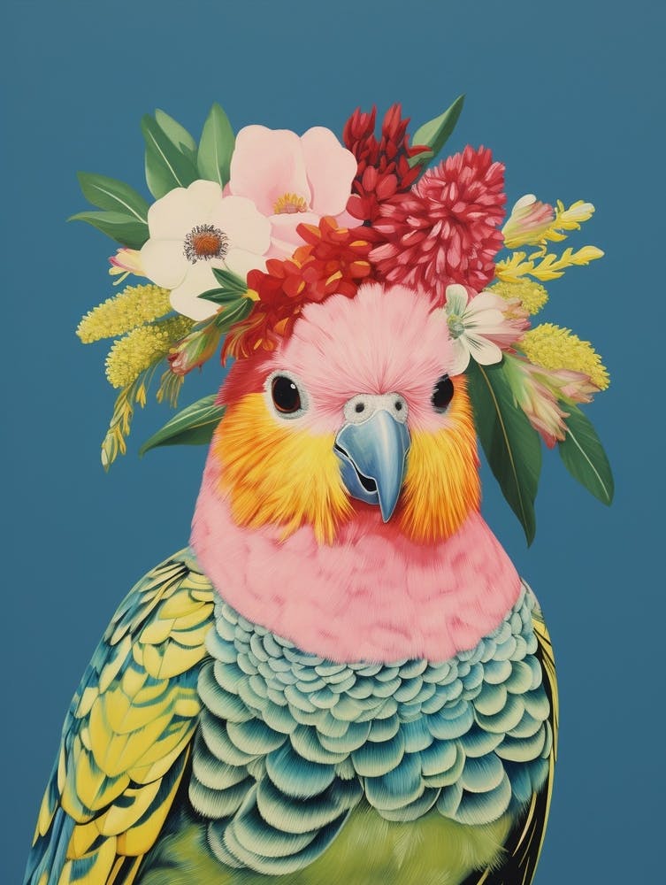 Bird With A Flower Crown Budgerigar 4