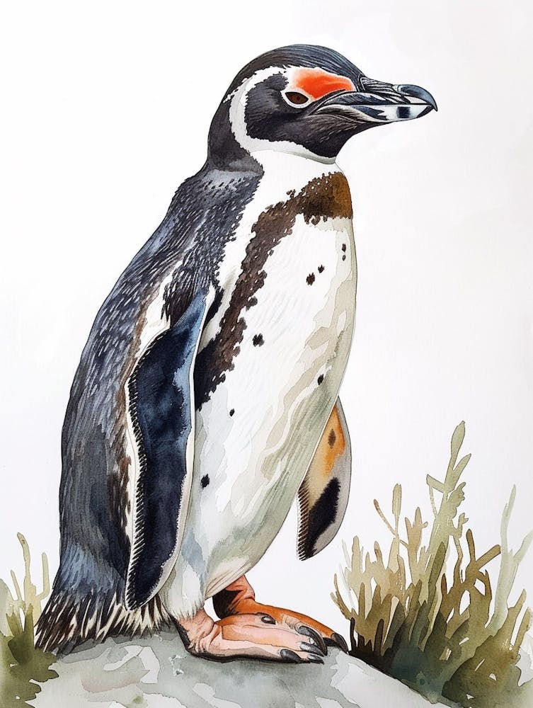 Humboldt Penguin Signy Island Watercolour Painting 4