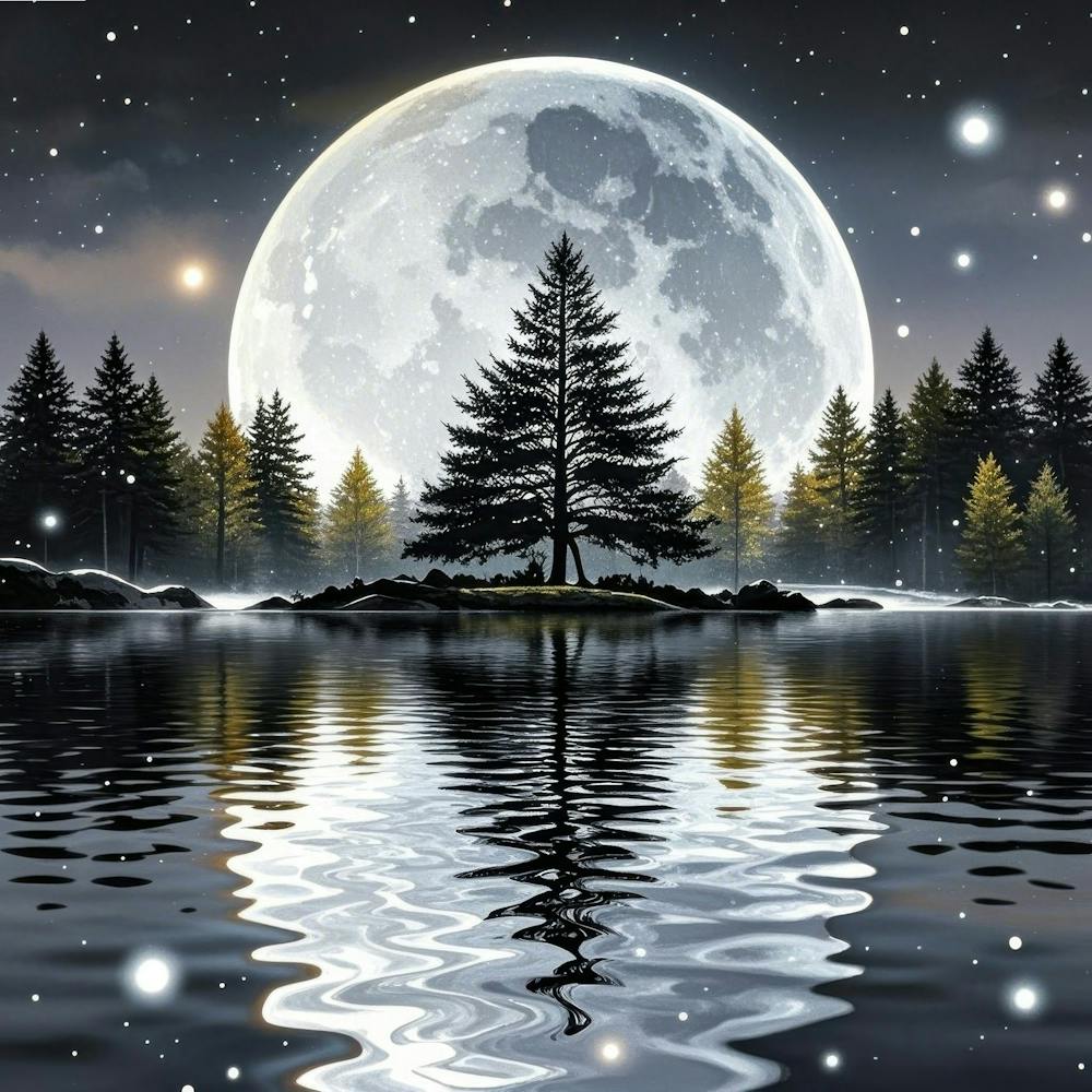 Full Moon Over Lake 2