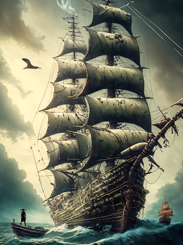 Pirate Ship In The Ocean
