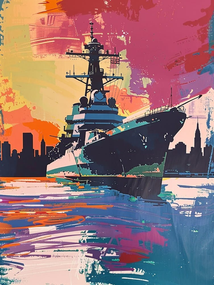 The Intrepid Sea New York Illustration Sérigraphique Colorée 2