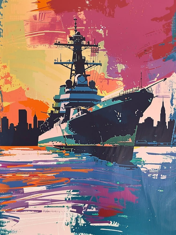 The Intrepid Sea New York Colourful Silkscreen Illustration 2