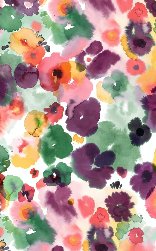 Abstract Watercolor Flowers Spicy