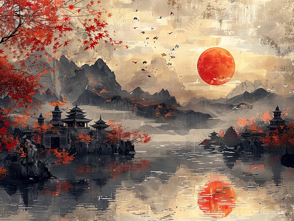 Asiatischer Sonnenuntergang