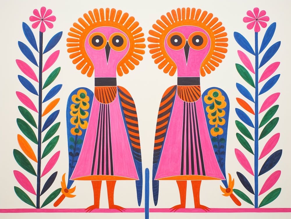 Quetzal Folk Style Animal Illustration