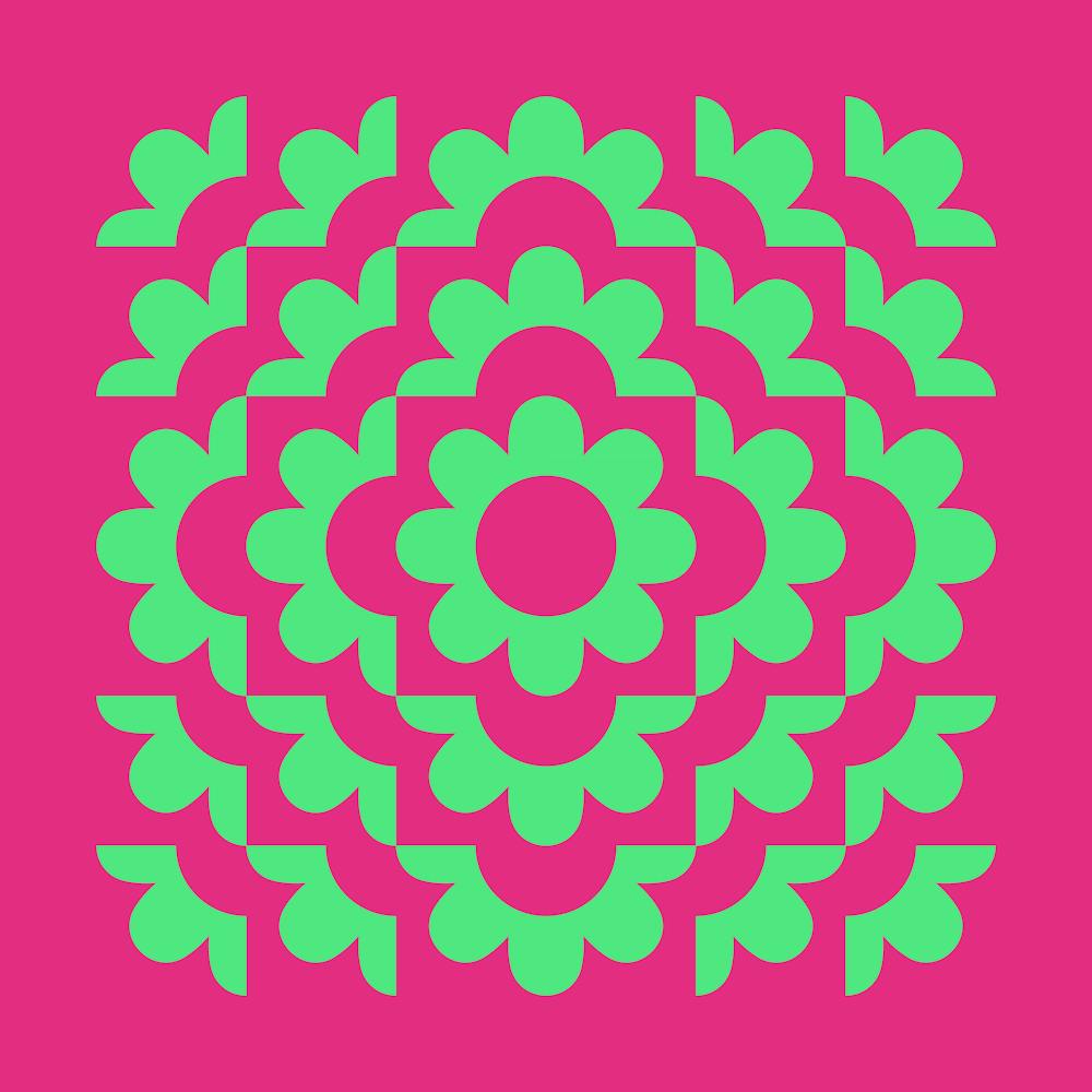 Abstract Flowers Pattern 8 In Bohemian Vibes Green Pink 02