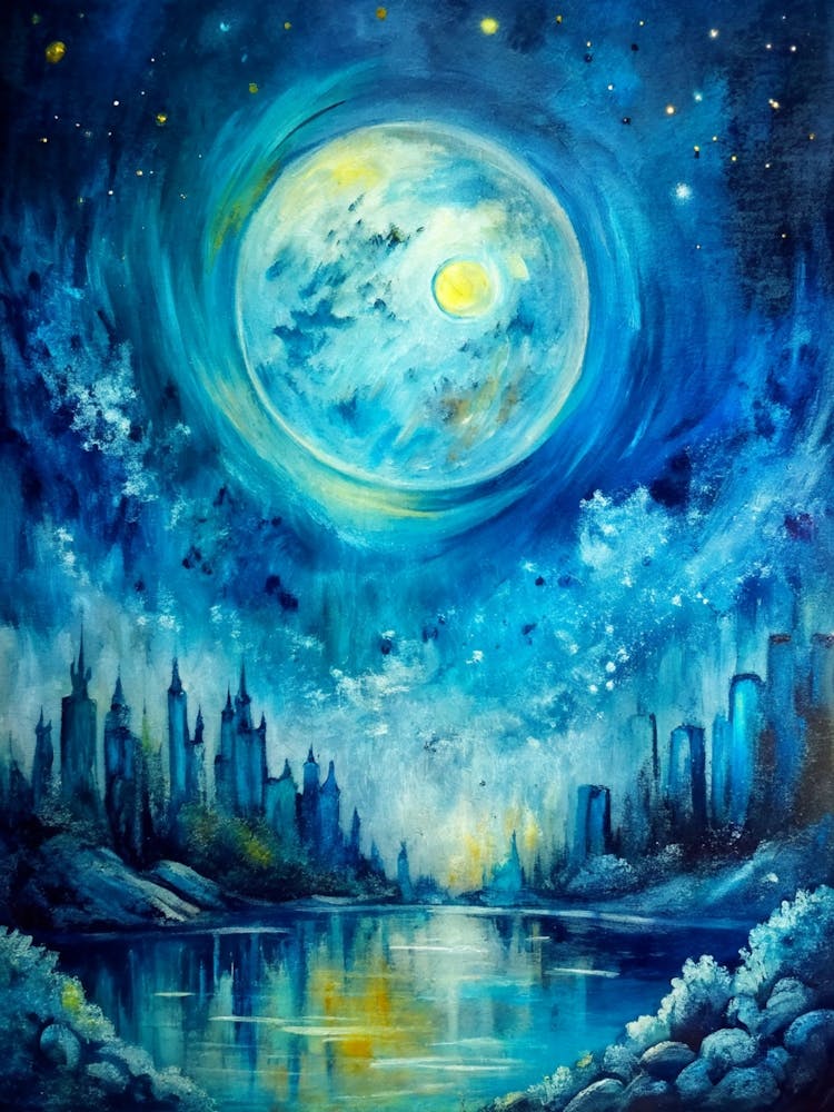 Mond über der Stadt