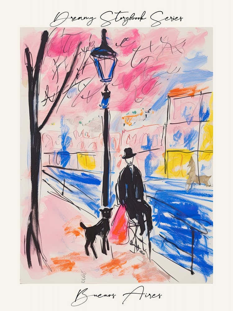 Poster Of Buenos Aires, Dreamy Storybook Illustration 1