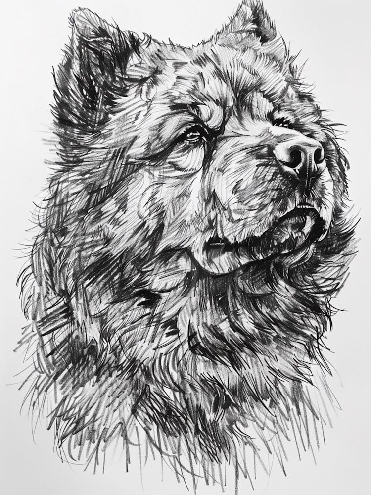 Chow Chow Dog Line Sketch 1