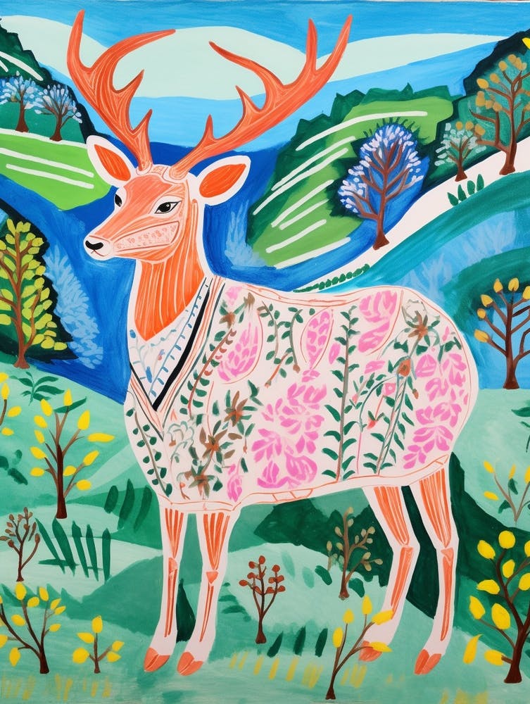 Maximalist Animal Painting Deer 1