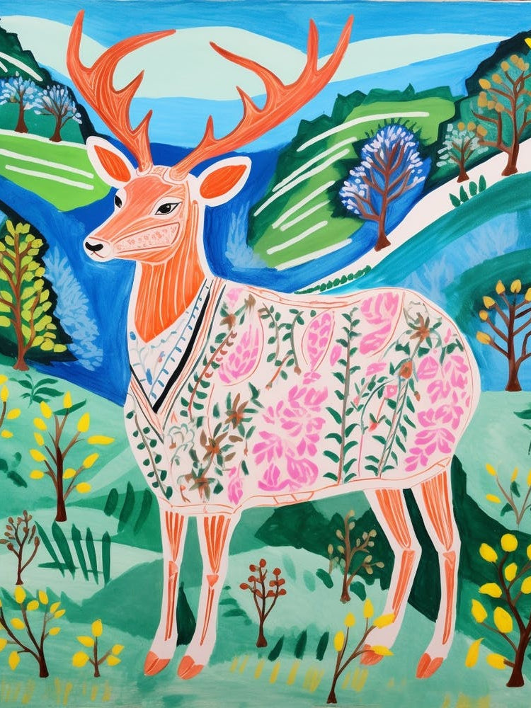 Maximalist Animal Painting Deer 1