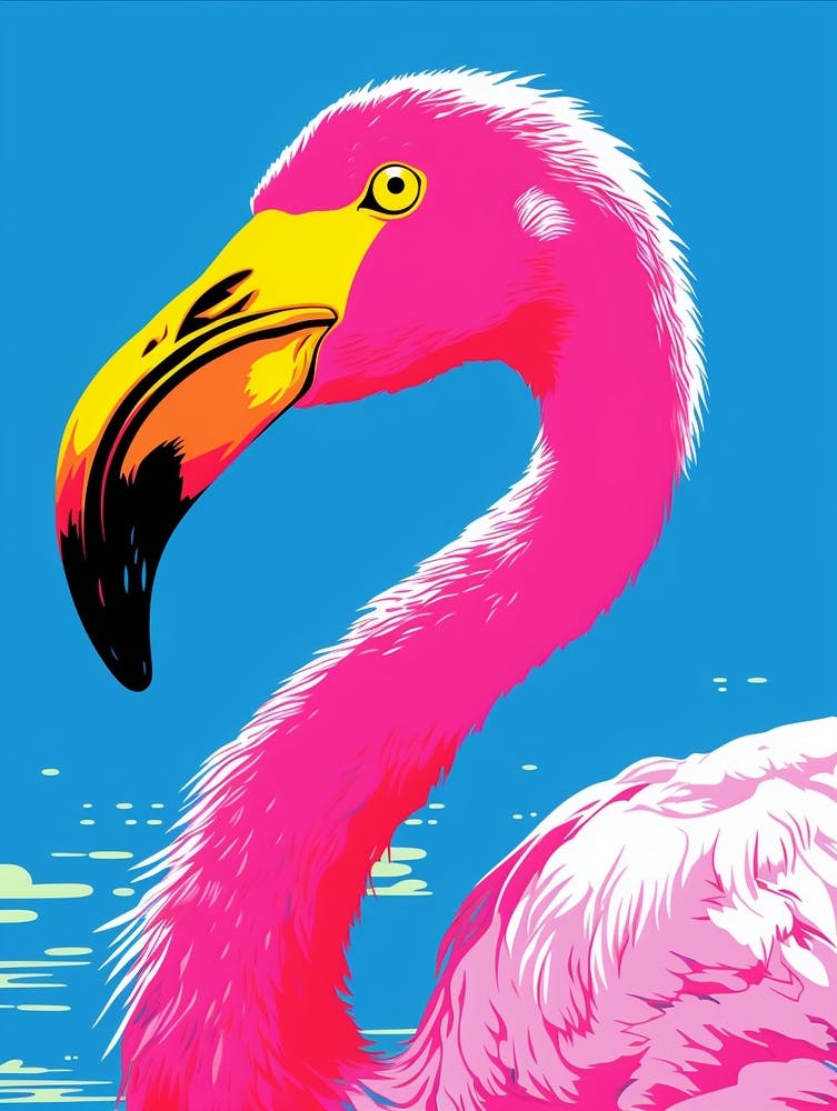 Andy Warhol Style Bird Greater Flamingo 2