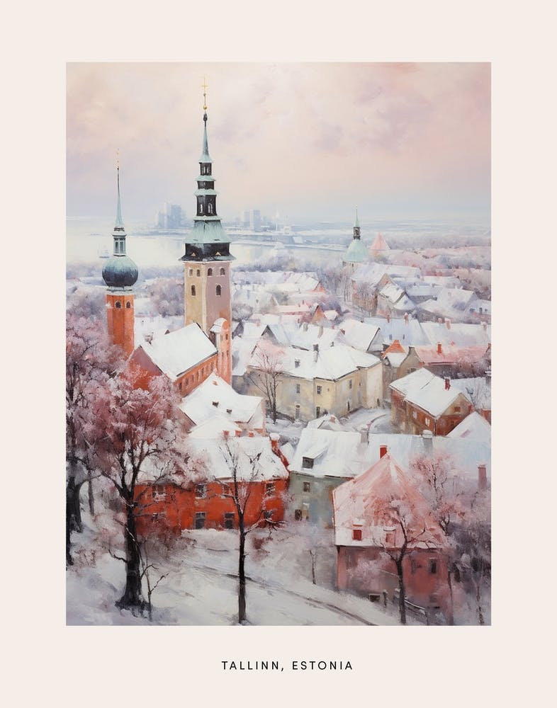 Dreamy Winter Painting Poster Tallinn Estonia 1