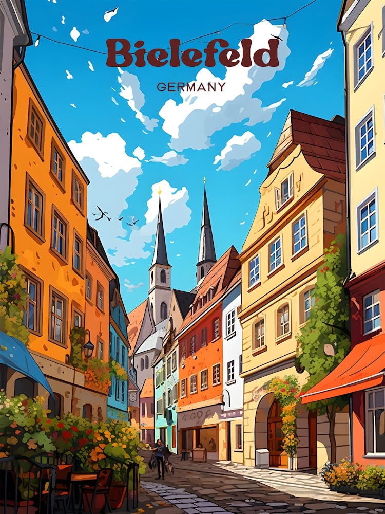 Bielefeld Deutschland Herbst Reisekunst Illustration
