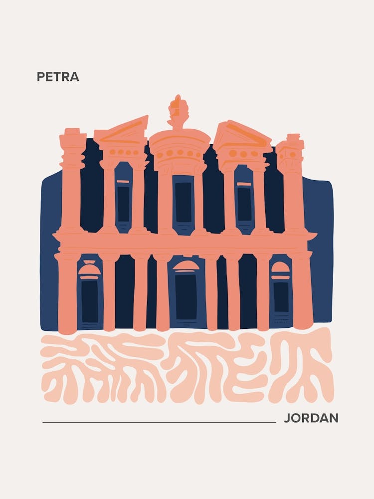 Petra   Jordan, Warm Colours Illustration Travel Poster 2