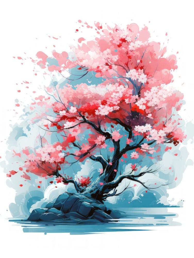 Sakura Tree Abstract Painting
