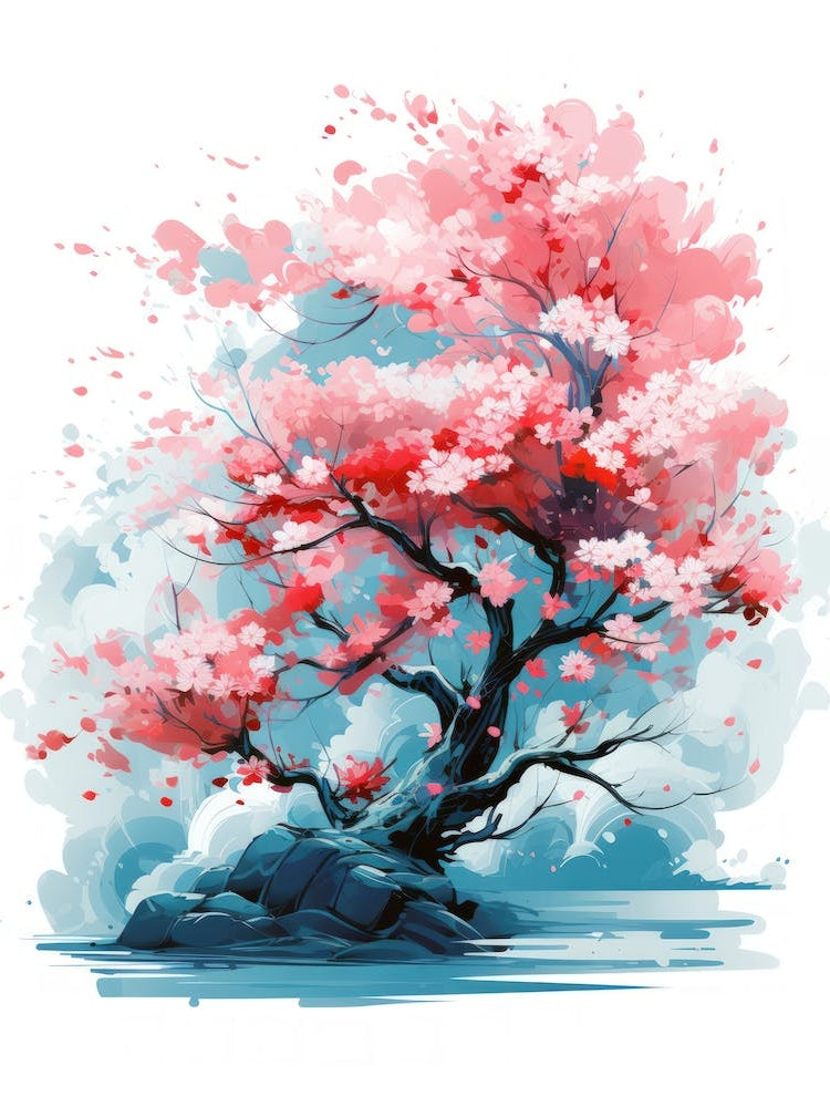 Sakura Tree Abstract Painting