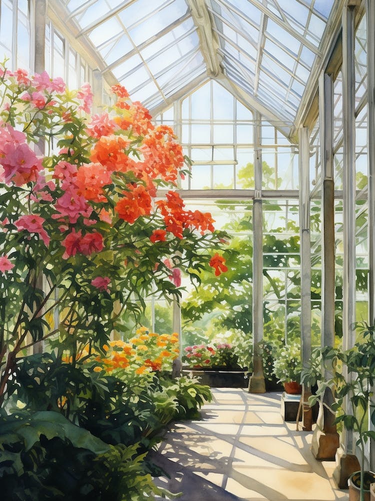 Brooklyn Botanic Garden Usa Watercolour 1