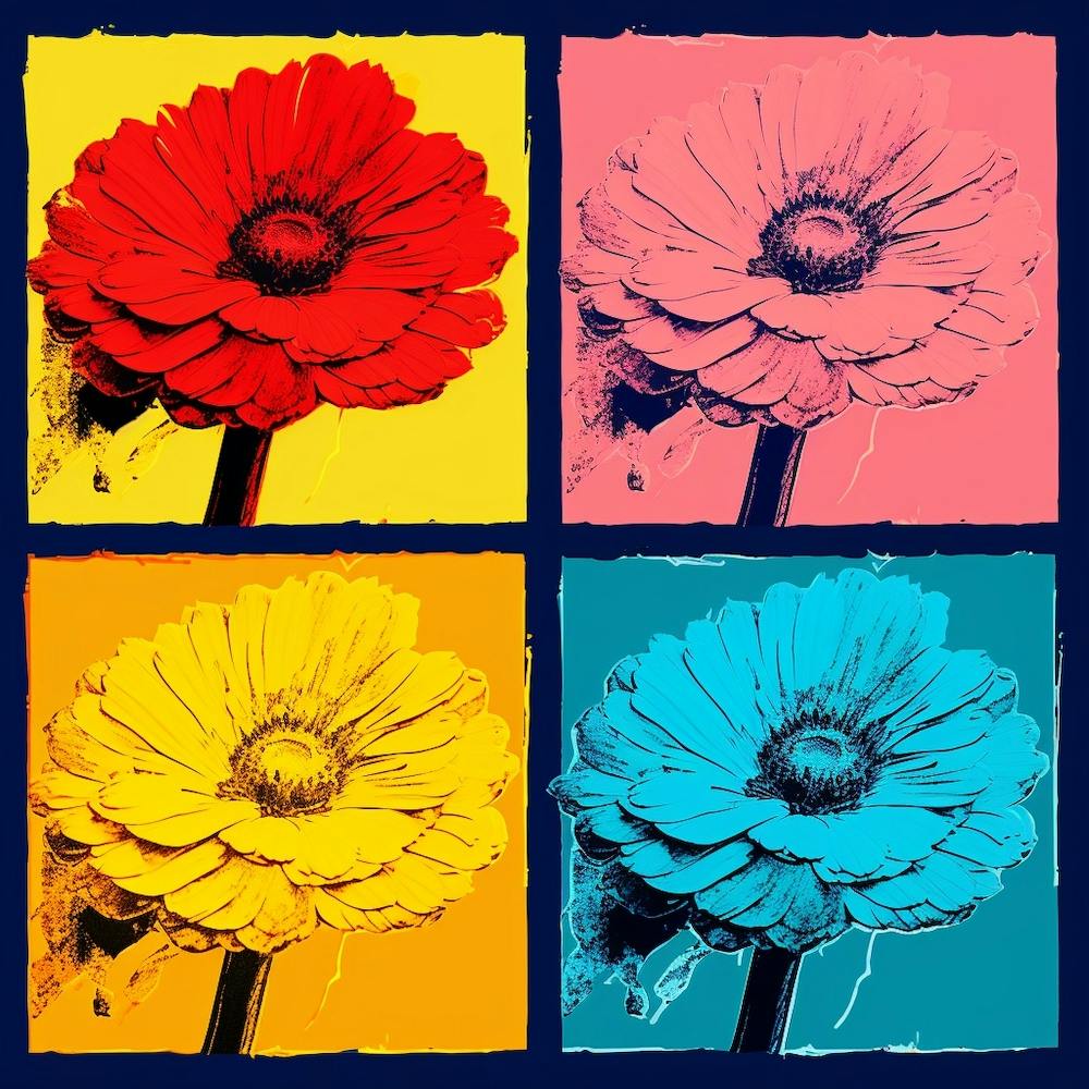 Andy Warhol Style Pop Art Flowers Calendula 3 Square