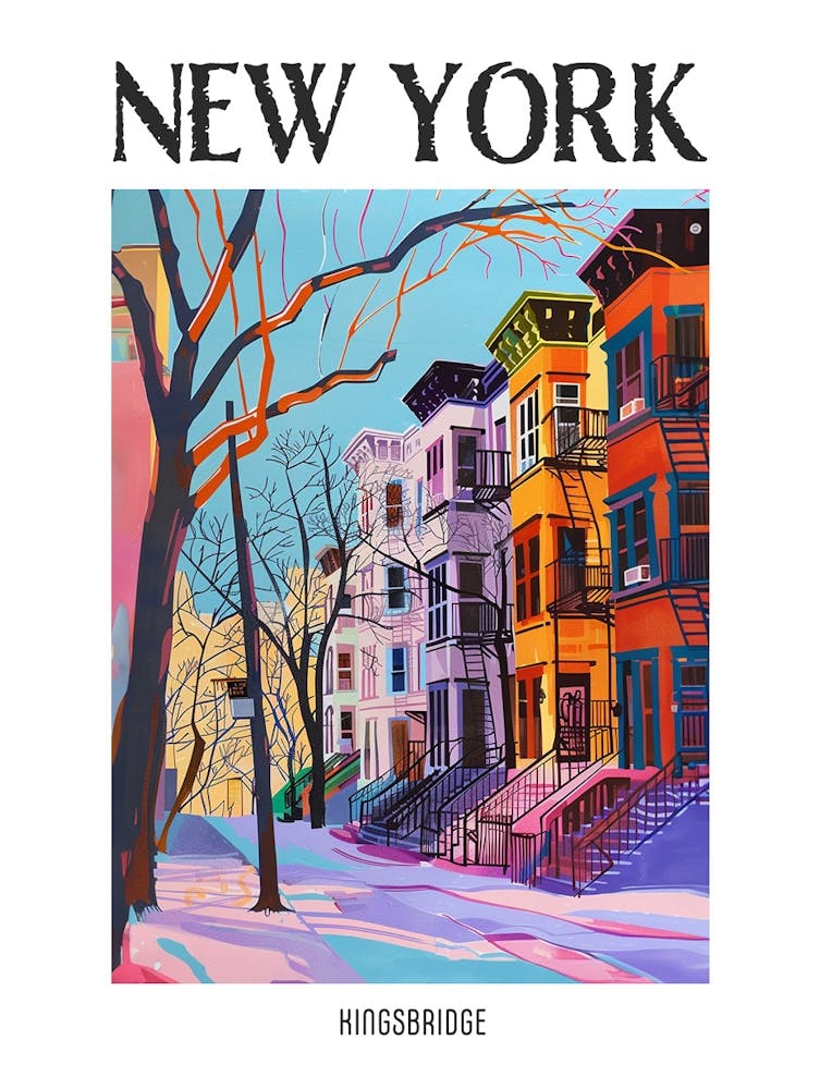 Kingsbridge New York Colourful Silkscreen Illustration 4 Poster