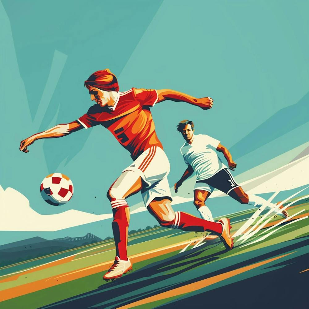 Soccer Players Kicking The Ball