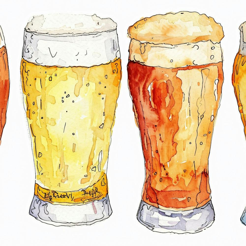 Verres à Bière à l'Aquarelle