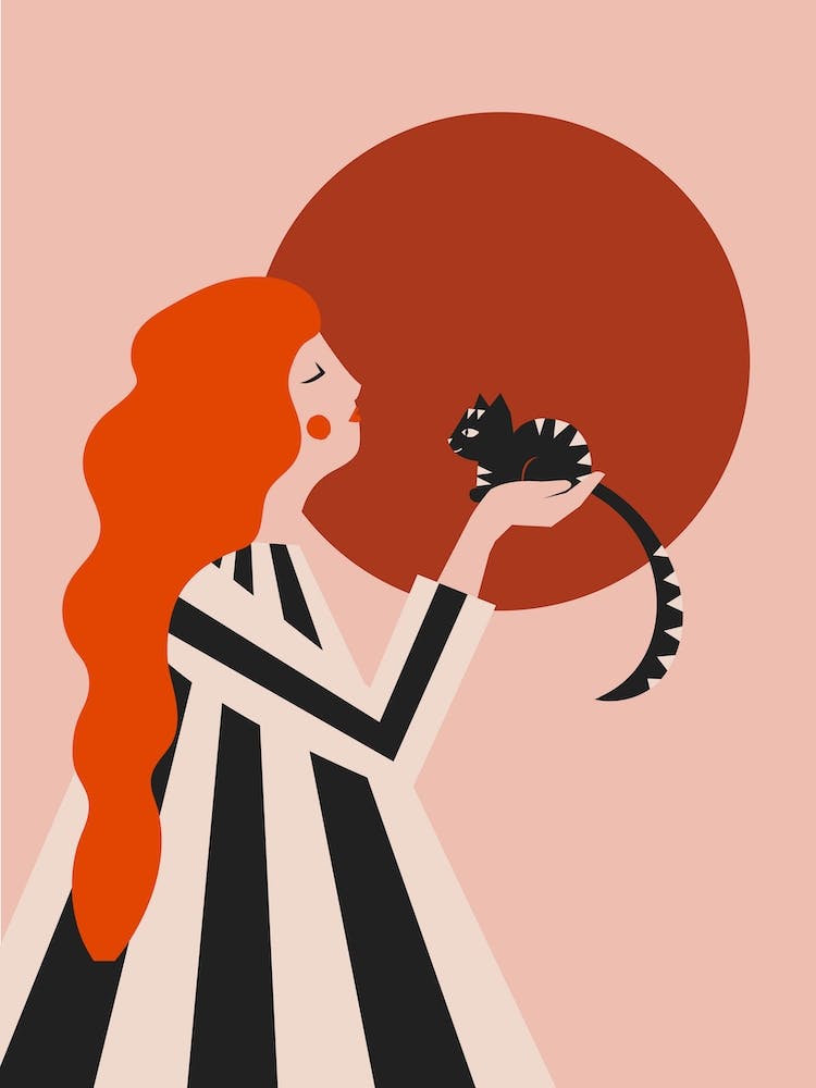 Redhead And Kitten