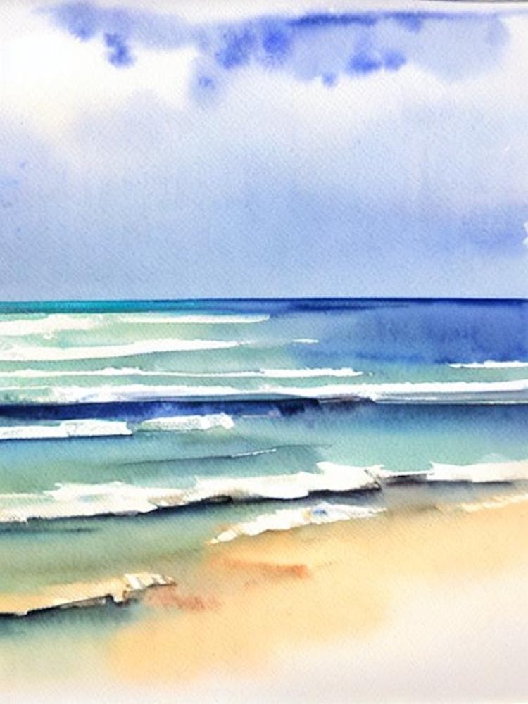 Newcastle Beach, Australia Watercolour