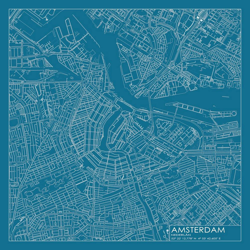 Amsterdam, Nederlân, City Map Blueprint Design