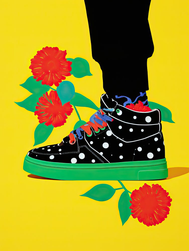 Floral Steps of Women in Sneaker Art