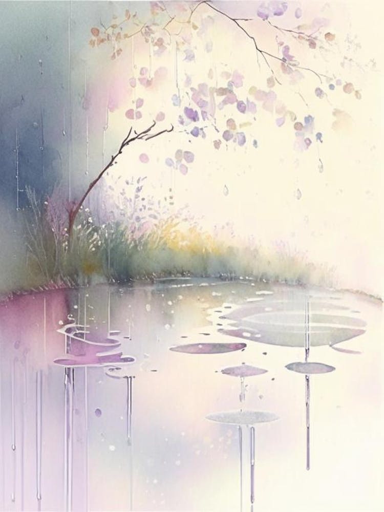 Regenpfütze Wasser Wasserlandschaft Gouache 1