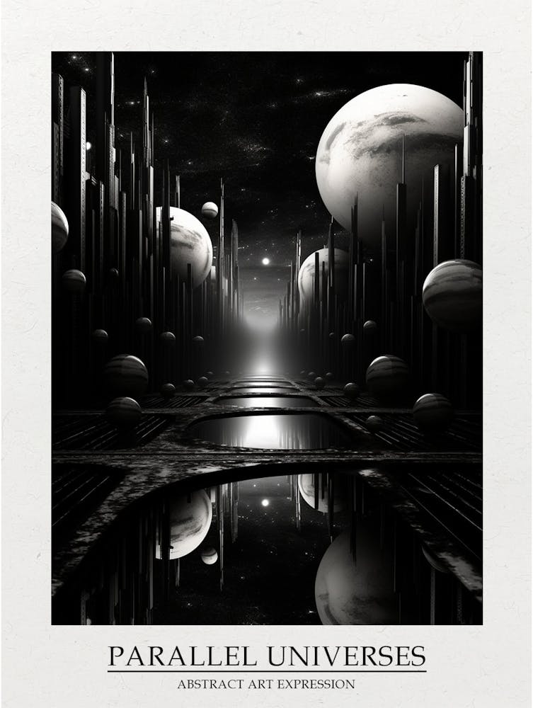 Parallel Universes Abstract Black And White 13 Poster
