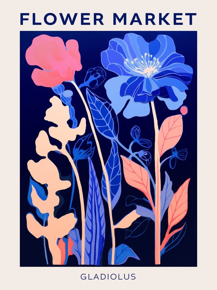 Blue Flower Market Poster Gladiolus 4