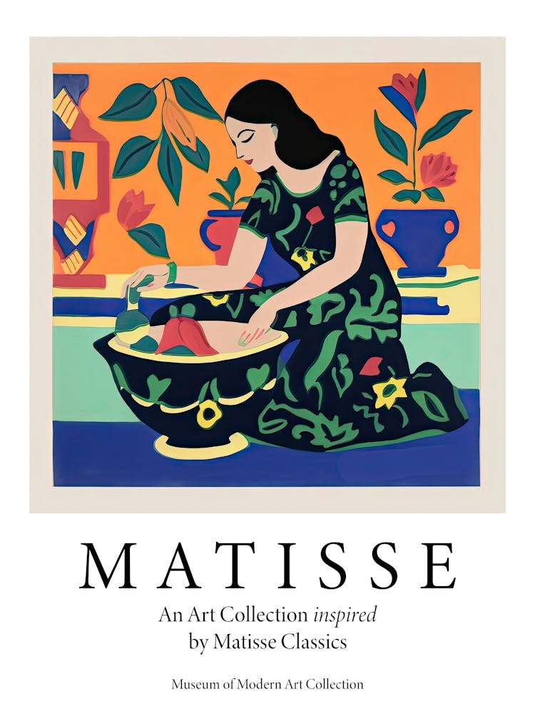 Woman And Bowl, The Matisse Inspired Art Collection Poster