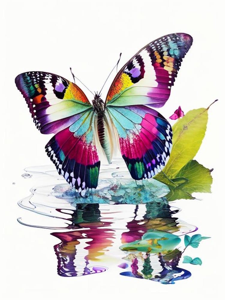 Butterfly On Lake Decoupage 2