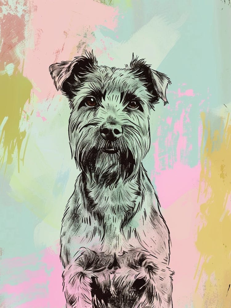 Braque allemand à poil dur - Illustration au trait pastel 1