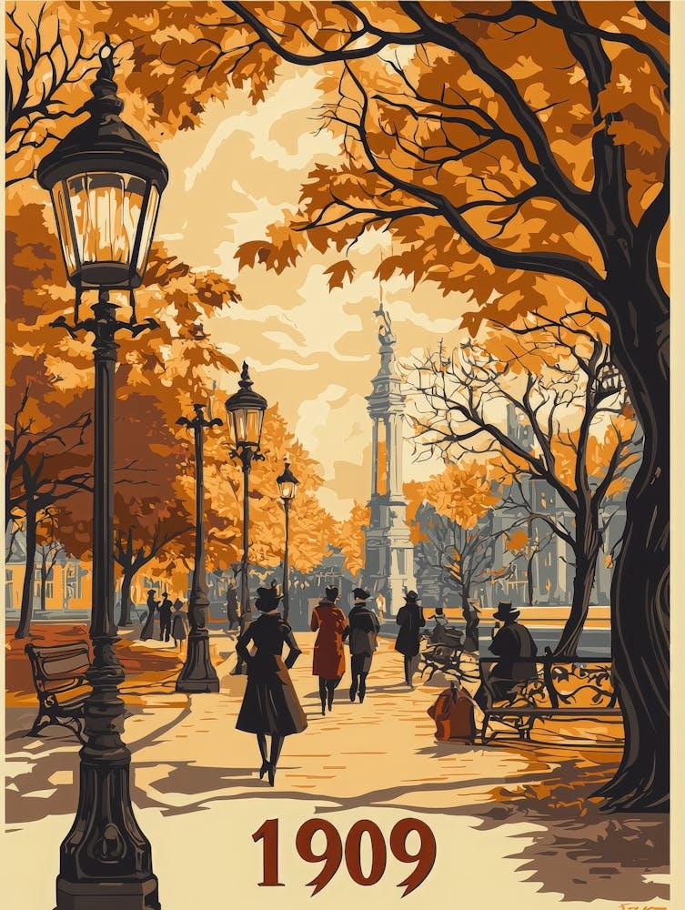 Aihrgdesign A Nostalgic Poster Of A 1909 City Park Featuring 1