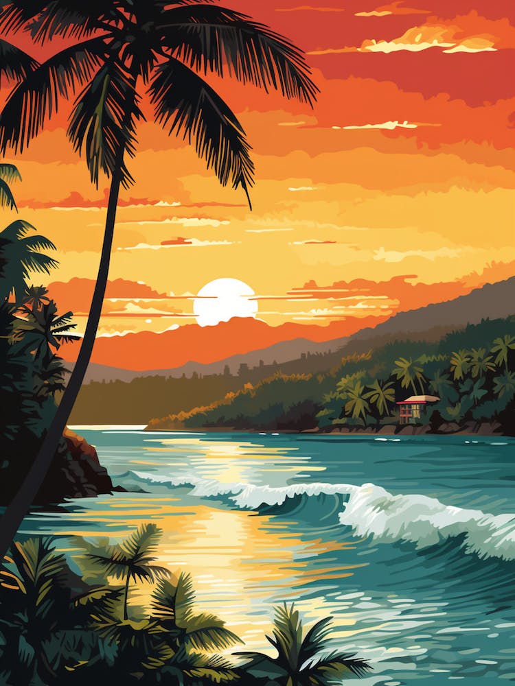 Maracas Bay Trinidad And Tobago At Sunset, Vibrant Painting 2