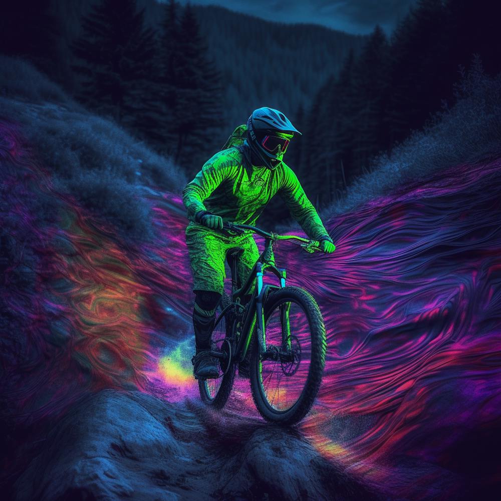 Mountain Biker In The Forest