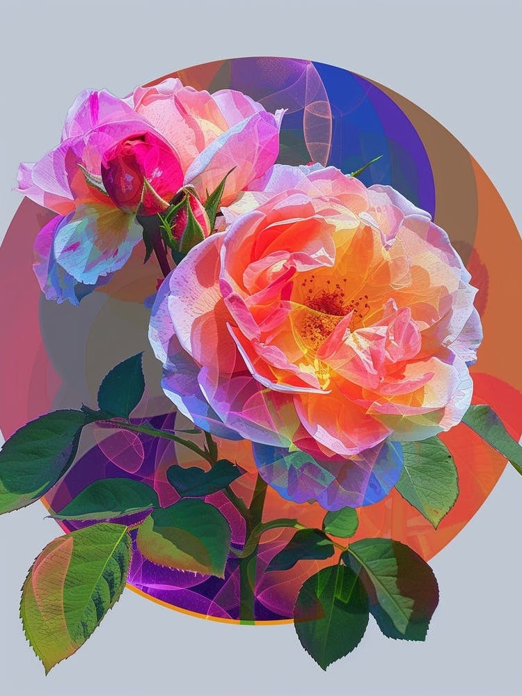 English Roses Circle Painting Abstract 4