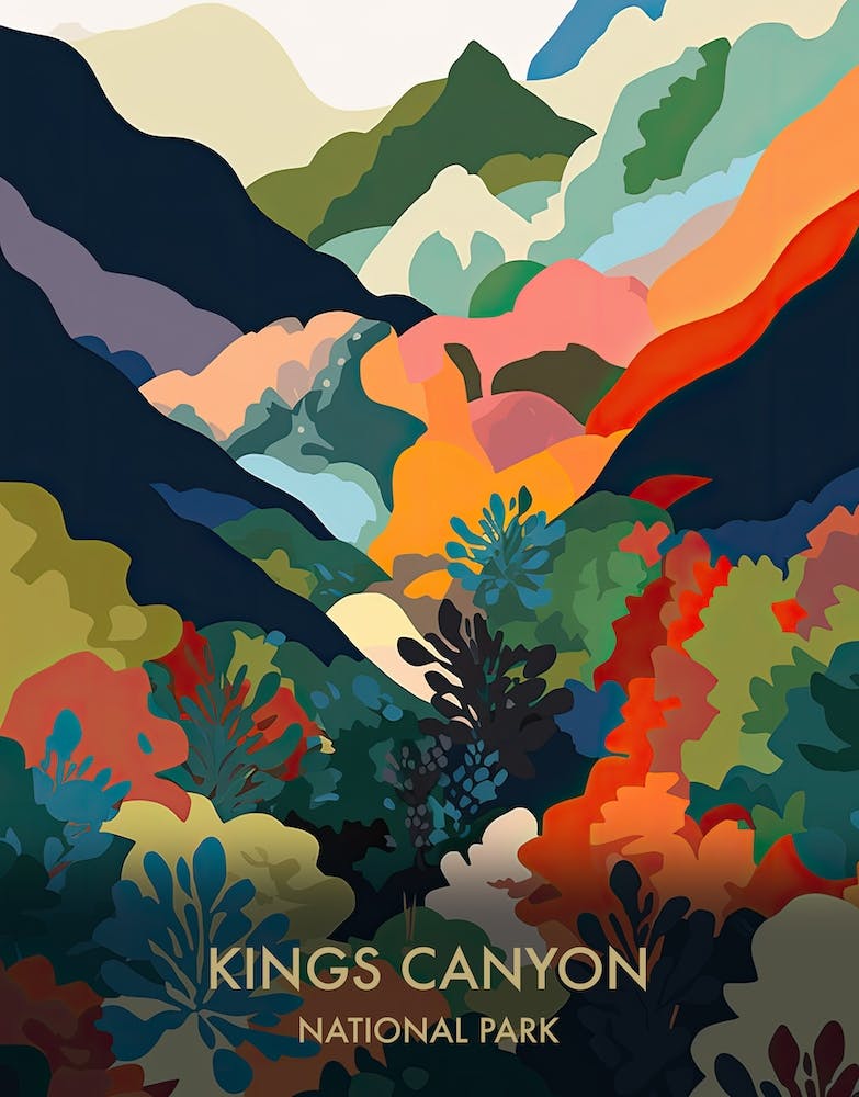Kings Canyon National Park Travel Poster Matisse Style 1