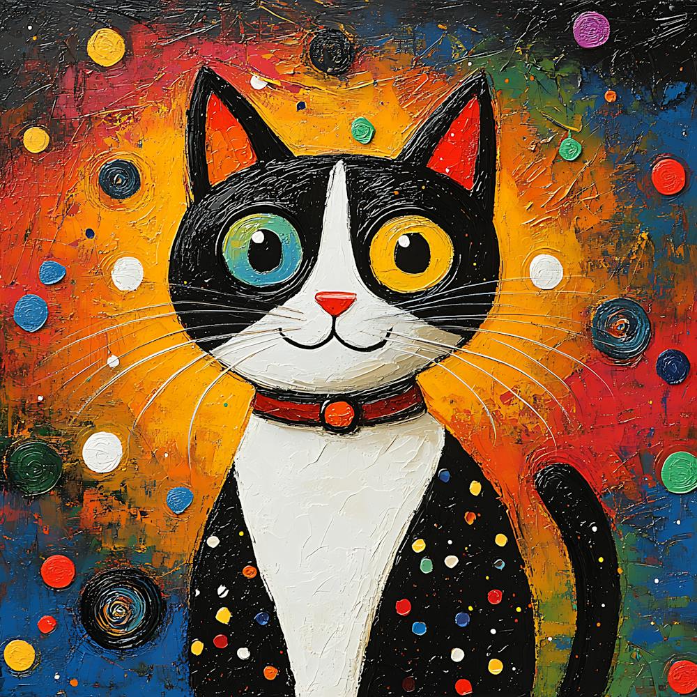 Tuxedo Cat Colorful