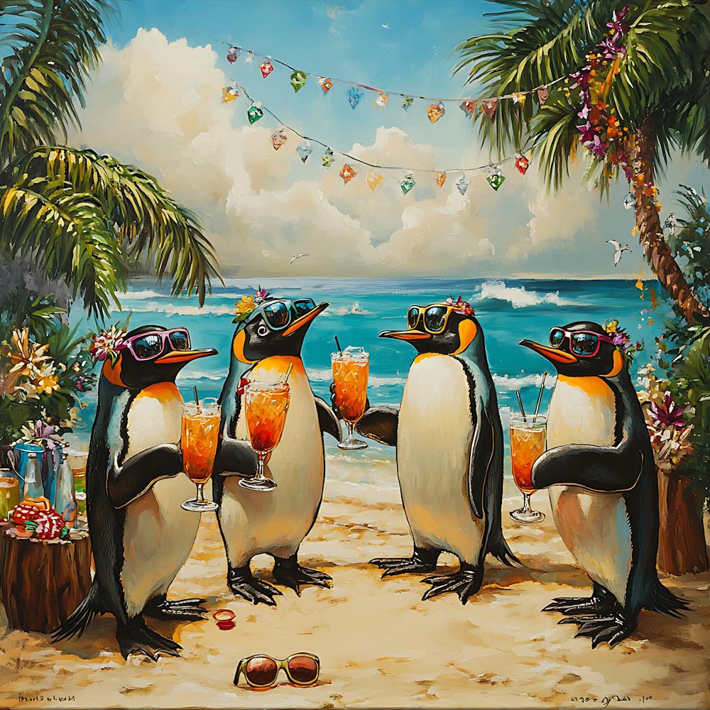 Tropical Penguin Beach Party Fun 9
